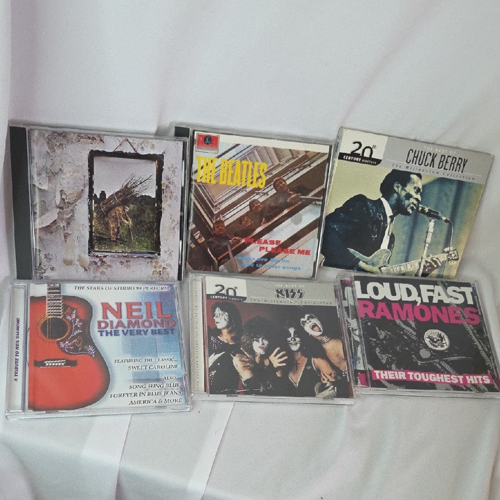 Classic Rock CD Bundle Beatles Zeppelin Kiss Chuck Berry Ramones Neil Diamond